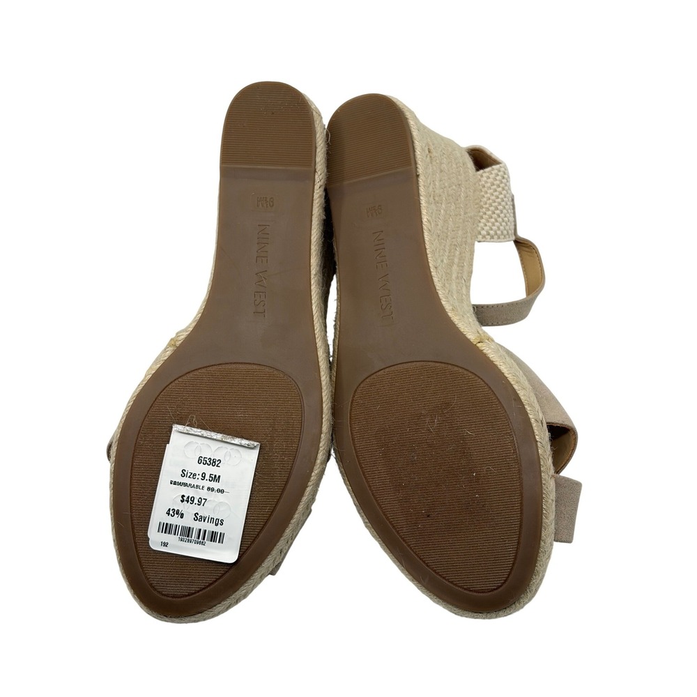 Nine West Joydyn Taupe Beige Cross Strap Espadrille Wedge Sandals Women's 9.5M - Picture 9 of 9